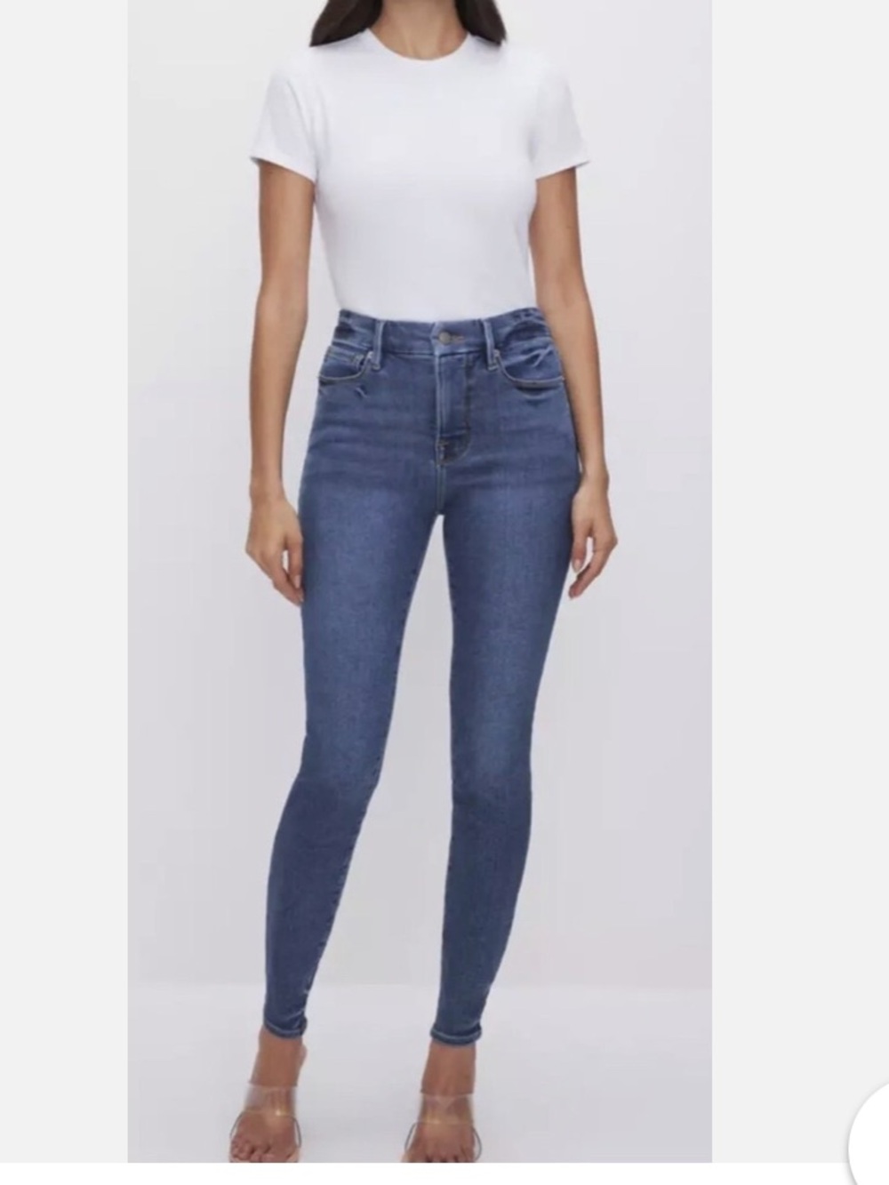Good American High-Rise Skinny Jeggings in Dark Blue Wash